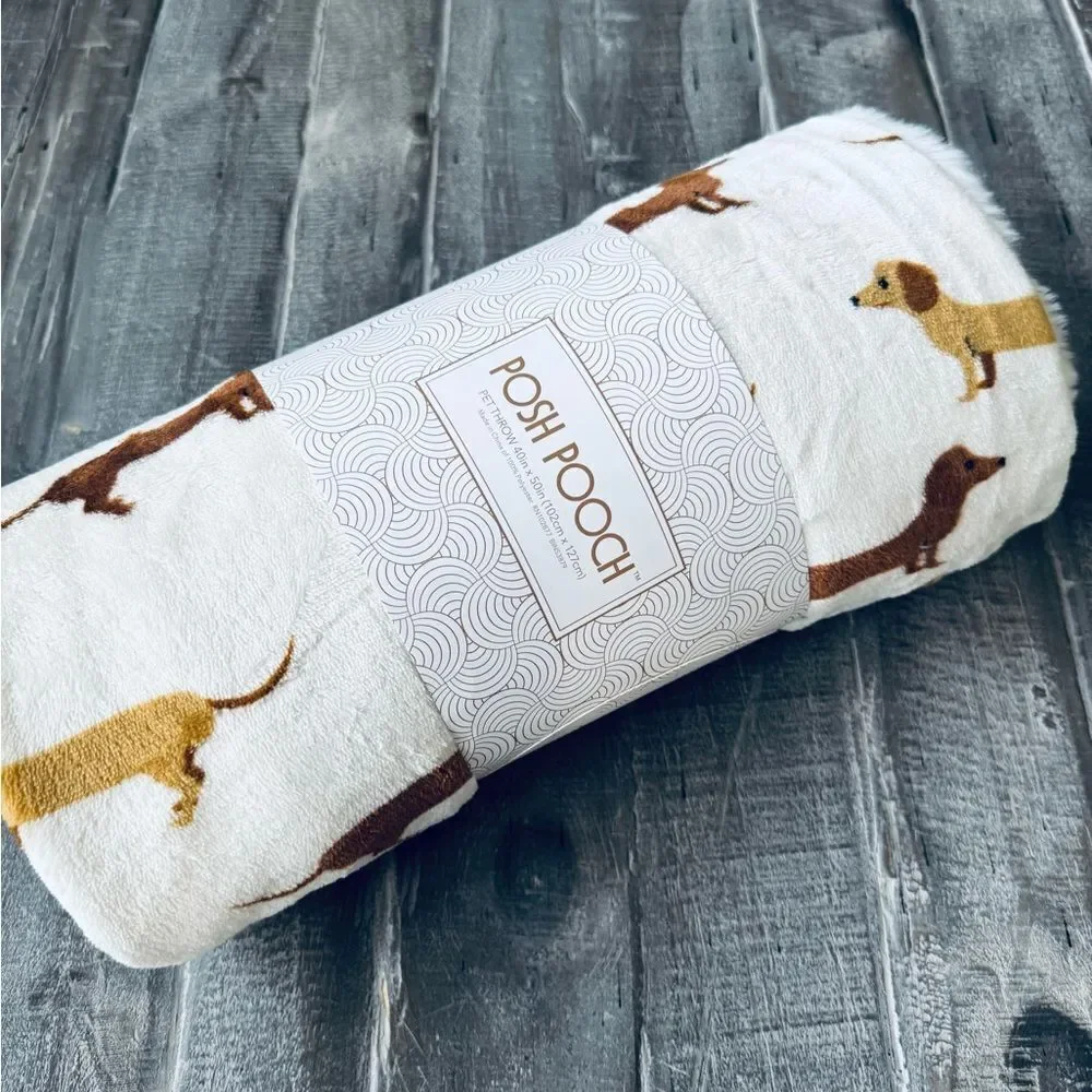 Dachshund Dog Posh Pooch Faux Fur Plush Throw Blanket